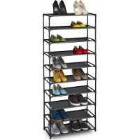 Relaxdays schoenenrek - stapelbaar - 10 etages - 30 paar - 150x62x28 cm - hoog - zwart
