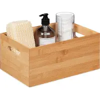 Relaxdays opbergdoos - bamboe - stapelbaar - zonder deksel - 14 x 30 x 20 cm - met handgrepen - natuur
