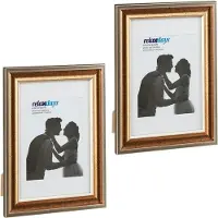 Relaxdays fotolijst set van 2 - 20x30 cm - passe-partout - wissellijst - goud