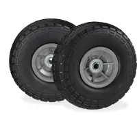 Relaxdays 2x steekwagenwiel 4.1/3.5-4'' - anti lek banden - 16 mm as - tot 150kg - 260x85mm - rubber - zwart-grijs