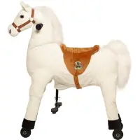 Animal Riding Looppaard Snowy Wit Medium/Large 5-8 Jaar – Rijdier op Wielen – Wit – Tot 60 kg – Zadelhoogte 67 cm