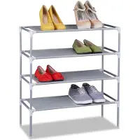 Relaxdays schoenenrek - stapelbaar - 4 etages - 12 paar - metaal - 68x62x28 cm - grijs