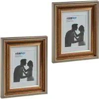 Relaxdays fotolijstjes set van 2 - 13x18 cm - passepartout 9x13 cm - wissellijst - goud
