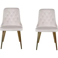 Ebuy24 VelvetDeluxe eetkamerstoel velours beige, messing decor.