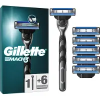 Gillette Scheersysteem + Navulmesjes Mach3 1 Stuk + 6 Navulmesjes