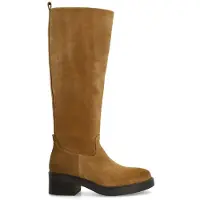 Manfield Donkere beige suède hoge laarzen | Maat 36
