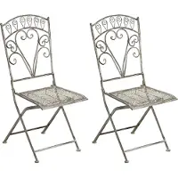 Beliani NURRA - Set van 2 tuinstoelen - Grijs - IJzer