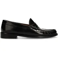 Manfield Zwarte leren loafers | Maat 42