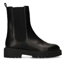 Manfield Zwarte leren chelsea boots | Maat 39