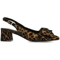 Manfield Zwarte leopard slingbacks met strik | Maat 38