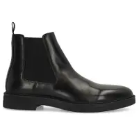 Manfield Zwarte leren Chelsea boots | Maat 44