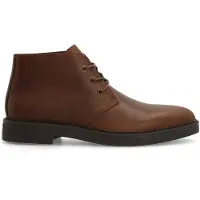 Manfield Bruine leren veterboots | Maat 43