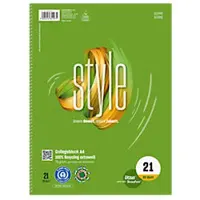 Ursus Green Collegeblok A4 Gelinieerd Spiraal gebonden Geperforeerd 160 Pagina's 80 Vellen