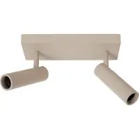 Lucide Plafondspot Grado, lengte 25 cm, taupe, metaal, 2-lamps. dimbaar, crème / amber, Woon-/ Eetkamer, Aluminium, Modern, halogeen spot