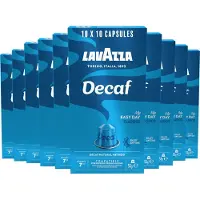 Lavazza Espresso Decaffeinato Koffiecups - 100 Nespresso Cups - Koffie Caffeïnevrij - Arabica & Robusta - Intensiteit: 7/13 - 10 x 10 Aluminium Capsules