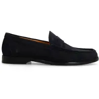 Manfield Donkerblauwe suède loafers | Maat 44
