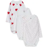 Petit Bateau Baby Rompers 3 Bodies Naiss Ml - Wit - Maat 62