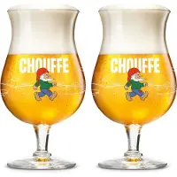 La Chouffe Bierglazen 250 ml - Set van 2 glazen - Speciaalbier serveren - Koude dranken genieten - Vaatwasserbestendig - Helder glas - Hoogte 160 mm - Glaswerk - Bierglazen