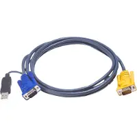 Aten 2L-5202UP KVM kabel VGA USB (met ingebouwde PS/2 USB converter), zwart, 1,8 m