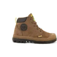 Palladium Schoolkind leren veterschoenen met profielzool - cognac Bruin Jongens Leer - maat 33