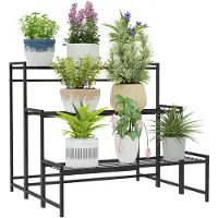 Outsunny plantenstandaard - metaal - 75L x 70B x 66H cm - zwart
