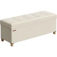 Songmics Voetenbank met opbergruimte en deksel, Crème / 38 x 110 x 40 cm