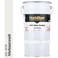 Holdbar PVC-Vloer Coating Verkeerswit (RAL 9016) 5 Kg - Vloerverf - Alle kleuren - Hecht direct op PVC - Slijtvast - UV-bestendig - Gemakkelijk te reinigen - Beschermt PVC-Vloer - 2 Componenten Verf