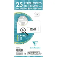 Clairefontaine Enveloppen Zelfklevend, langwerpig formaat, 110 x 220 mm, wit