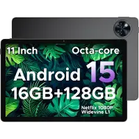 Doogee U11 - Tablet - Tablets - 16 GB RAM+ 128 GB ROM/TF 2TB - Android 15 - 11 inth 90 Hz - Dubbele boxluidsprekers - 8580 mAh - Face ID - 5G WiFi - Widevine L1 - GPS - Grijs