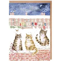 Wrendale Designs Wrendale Kerstkaarten Notepack - 8 stuks - 'In the Lane Snow is Glistening' Cat Christmas Card Pack - Kerstkaart Katten
