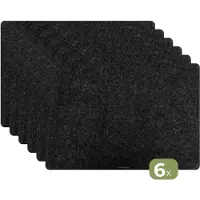KitchenYeah Placemats - 6 stuks - 45x30 cm - Placemat kunststof - Zwart - Graniet print - Borden onderleggers - Decoratie voor op tafel - Keuken tafeldecoratie accessoires - Vinyl onderlegger - Tafelversiering