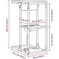 vidaXL Nachtkastje Rook Eiken 41,5 x 26 x 60,5 cm Bewerkt hout
