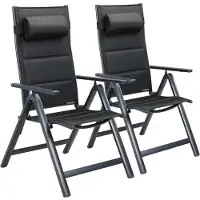 Casaria Tuinstoel Set van 2 - Aluminium Inklapbaar 7 Standen - Antraciet