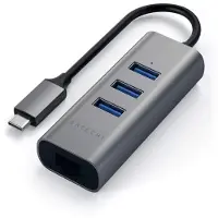 Satechi USB-C Naar Ethernet En USB 3.0 Hub Grijs