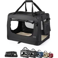 Lionto honden transportbox van textiel, zwart 69x101x70cm