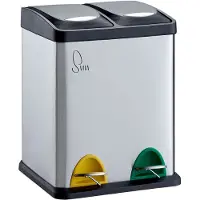 SVITA TC2X8 16 liter afvalbak afvalscheiding roestvrij staal 2x8L zilver
