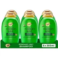 OGX Rosemary Mint Shampoo, Verhelderend, Verwijdert Oliën & Residuen, Sulfaatvrij, Lipi Pro Shield Technologie, Gezond Uitziend Haar, 6x385 ml