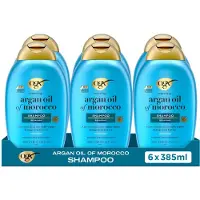 OGX Argan Oil of Morocco Shampoo, Arganolie, Sulfaatvrij, Herstelt Glans & Sterkte, Voor Droog & Futloos Haar, Lichtgewicht Formule, 6x385 ml
