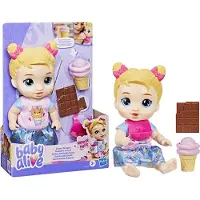 Baby Alive Sweet Snacks Harper Hugs, pop met voedingsaccessoires - blond haar - 28 cm
