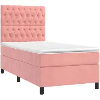 Syfax Boxspring met matras fluweel roze 80x200 cm