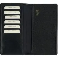 Brepols Agenda 2026 + lederden omslag - 6-talig - A6 agenda - liggend - Leder - MGPcards - 18.5 x 9.5 cm - Navy & Zwart