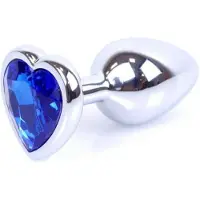 Power Escorts - Plug - Silver - Anaal - In Hartjesvorm - Donkerblauw
