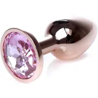 Power Escorts - Unieke Rose Goud kleurige Plug - Anaal Plug - Buttplug Rose stone - Anal Plug met Rose steen - ideale formaat - 7 CM en lekkere Dia 2,7 cm - met makkelijke bewaar zak