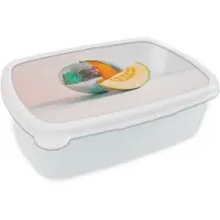 MuchoWow Broodtrommel Wit - Lunchbox Disco - Discobal - Meloen - Pastel - Brooddoos 18x12x6 cm - Brood lunch box - Broodtrommels voor kinderen en volwassenen