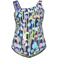 Ulla Popken Badpak navy / turquoise / lichtgroen / oudroze
