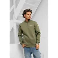 24 uomo Club Half Zip Sweater Heren Army | Maat:S