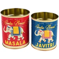 Rex London RexLOndon Retro Storage Tins - Bewaarblikken Medium - Masala en Javitri - Rood/Blauw