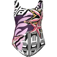 Ulla Popken Badpak pruim / pastellila / oudroze / zwart / offwhite