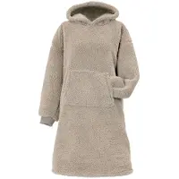 Unique living Oversized Teddy Fleece Hoodie Long Chateau Grey