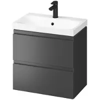 Cersanit Moduo - Kast met wastafel, 57x60x38 cm, 2 laden, antraciet S801-469-DSM